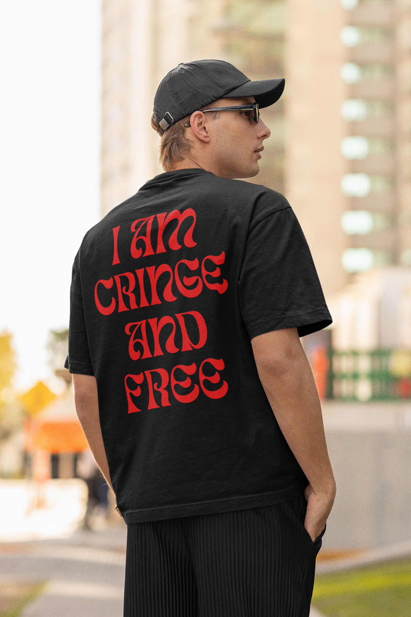 "I am Cringe and Free" - Black Oversized T-shirt