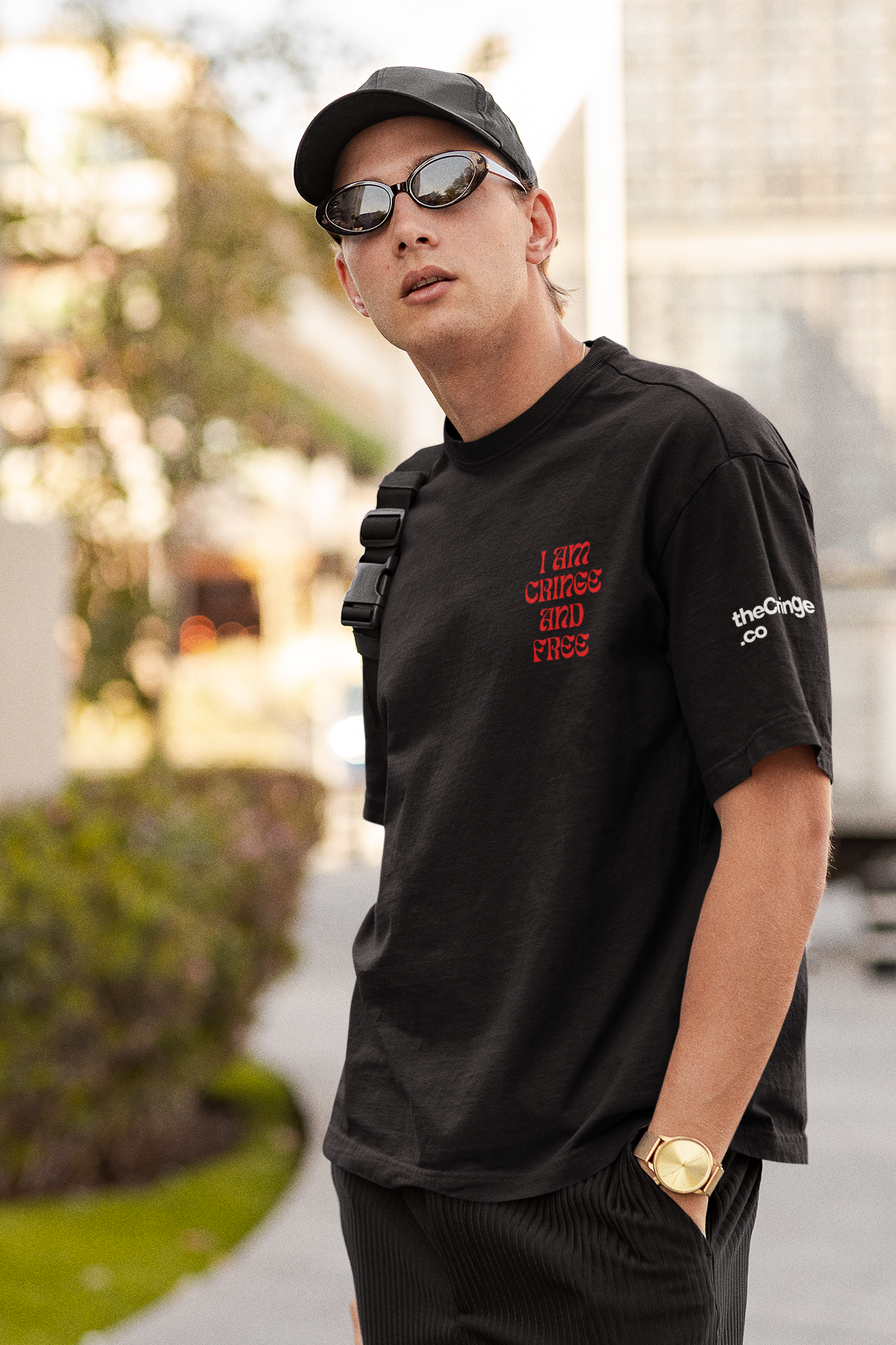 "I am Cringe and Free" - Black Oversized T-shirt