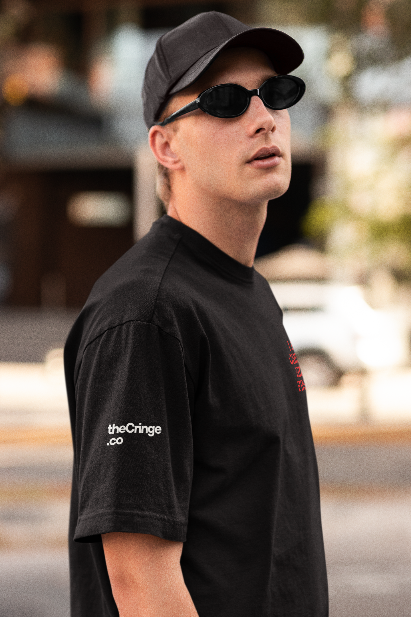 "I am Cringe and Free" - Black Oversized T-shirt