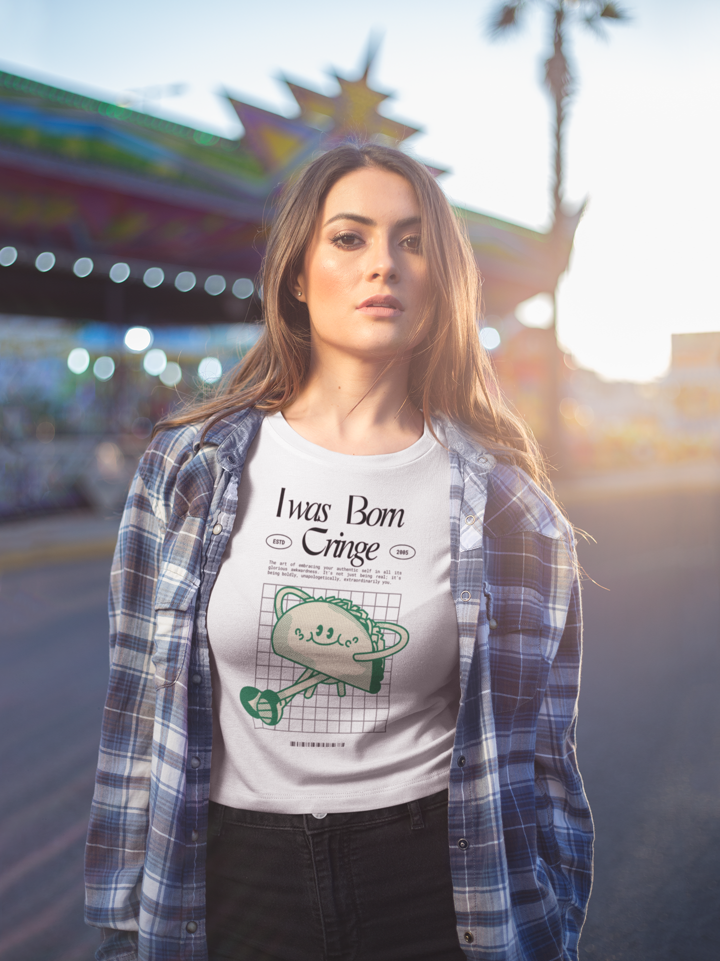 "I was Born Cringe" - White Oversized T-shirt