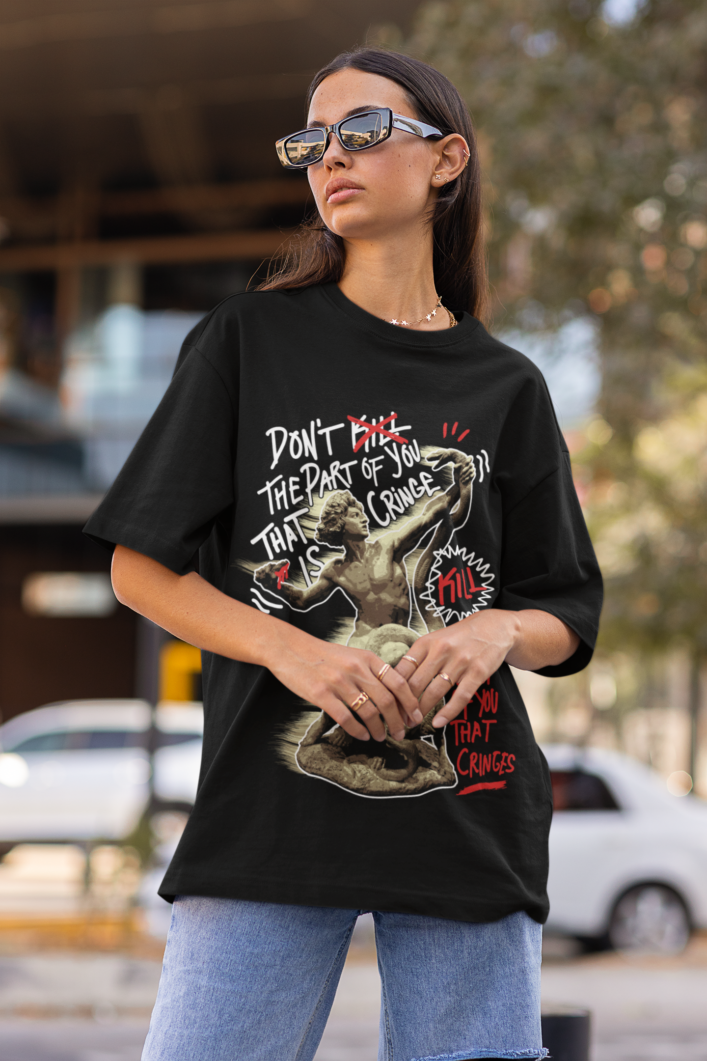 "Don't Kill the part of you that is Cringe" - Black Oversized T-Shirt